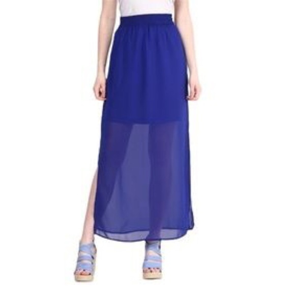 NWT! Blue H&M Divided Maxi Skirt- Size 4 - Picture 1 of 6